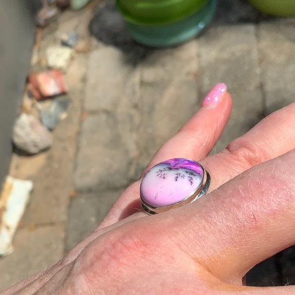 PURPLE DENDRITIC OPAL 925 STERLING SILVER RING, SIZE 7 - Picture 10 of 10